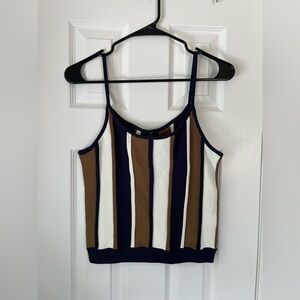 Jcrew Striped Sleeveless Top - Navy, White, and Brown